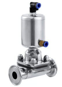 Straight through pneumatic diaphragm valve