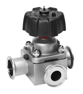 Three-way weir type diaphragm valve