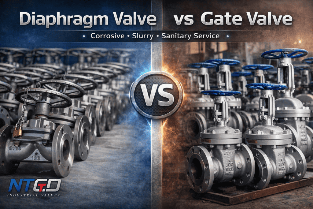 Industrial comparison of diaphragm valve and gate valve for corrosive, slurry and sanitary service by NTGD