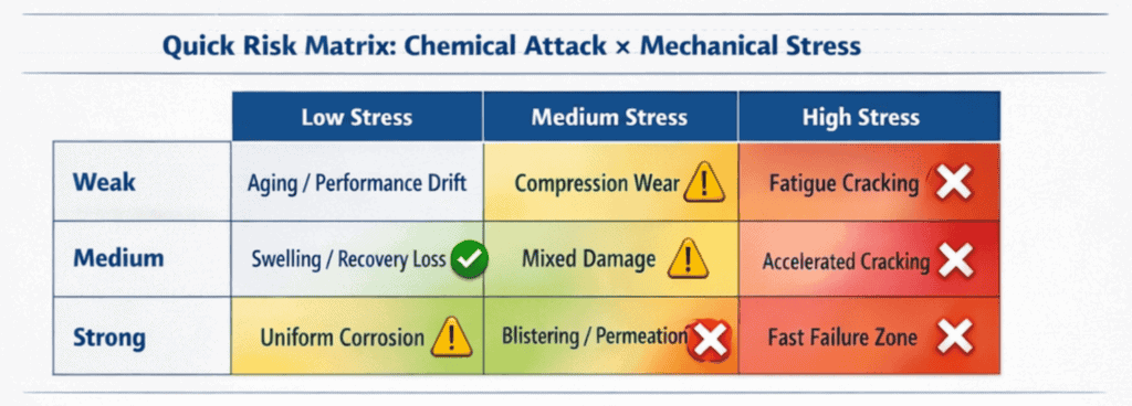 Diaphragm valve body materials risk matrix for chemical attack and mechanical stress