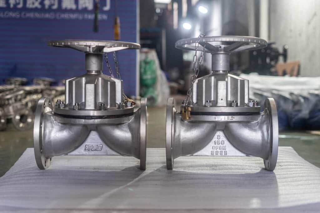 Large industrial diaphragm valve product photo for process applications