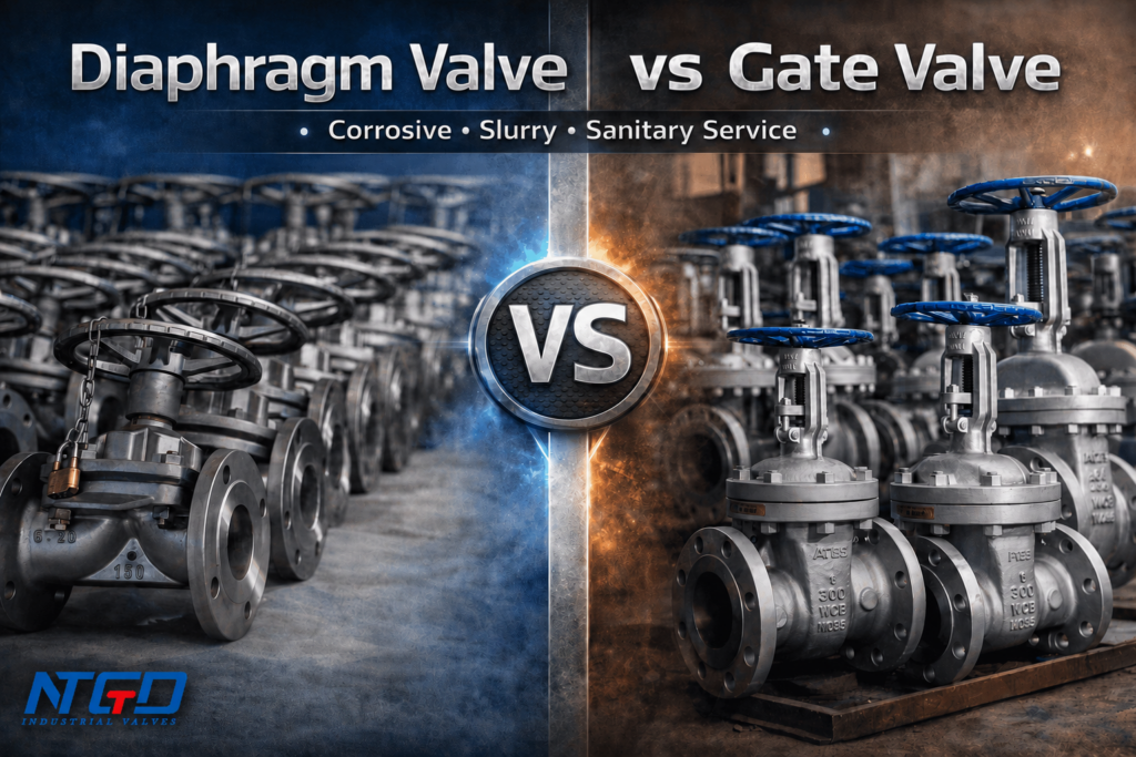 Industrial comparison of diaphragm valve and gate valve for corrosive, slurry and sanitary service by NTGD
