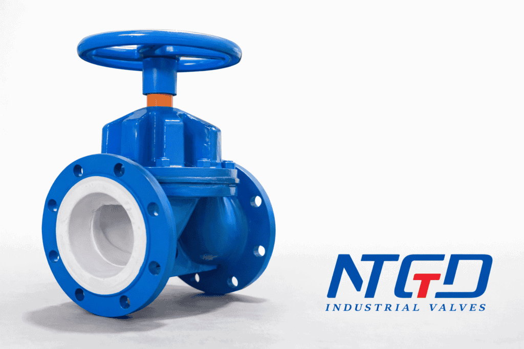 PTFE-lined diaphragm valve body showing internal lining and diaphragm sealing interface